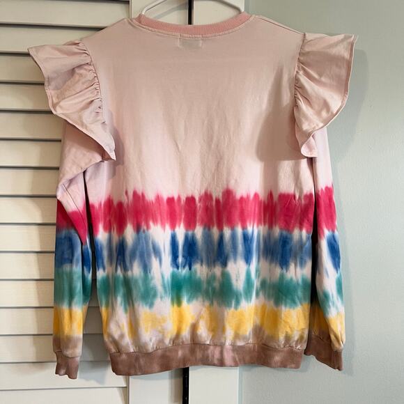 Lola & the Boys - Dip Dye Tie Dye Ruffle Sweatshirt - Girl’s Size M - Picture 2 of 7